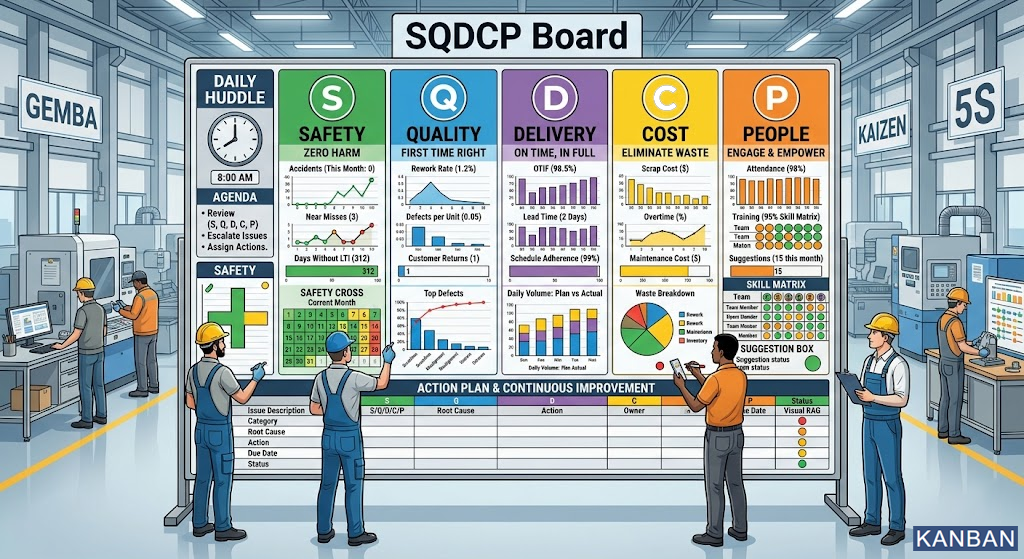 SQDCP Boards For Lean Visual Management